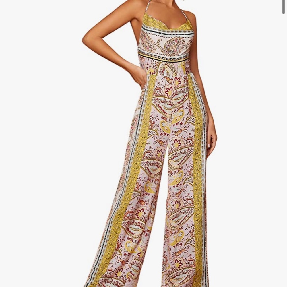 Boho Printed Wide Leg Jumpsuit